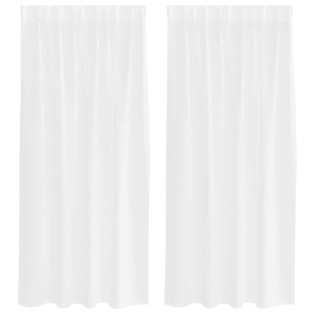 vidaXL Perdele cu perdele 2 pcs Alb Poliester