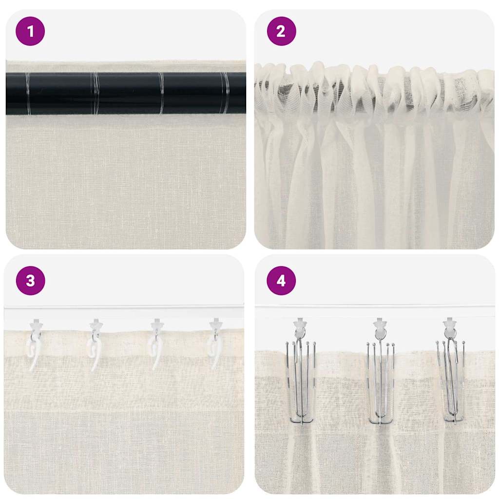 vidaXL Perdele cu perdele 2 pcs Crem 140 x 175 cm Poliester