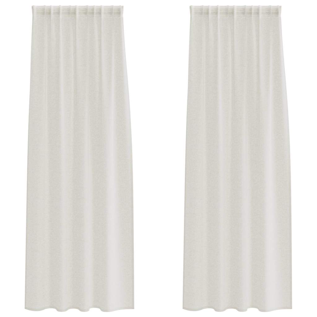 vidaXL Cortină din Voile cu perdele 2 pcs Crem 245 x 140 cm Poliester