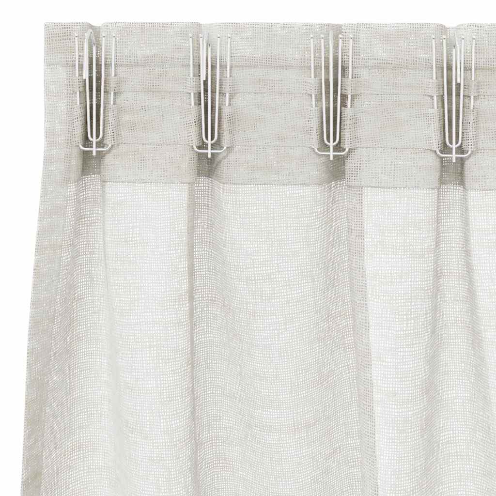 vidaXL Cortină din Voile cu perdele 2 pcs Crem 260 x 140 cm Poliester