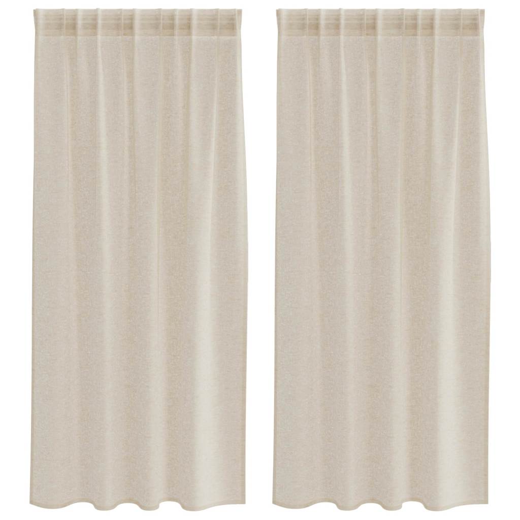 vidaXL Perdele cu perdele 2 pcs Nisip 140 x 175 cm Poliester vidaXL Perdele cu perdele 2 pcs Nisip 140 x 175 cm Poliester