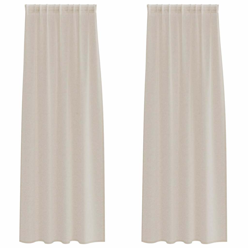 vidaXL Perdele cu perdele 2 pcs Nisip 140 x 260 cm Poliester