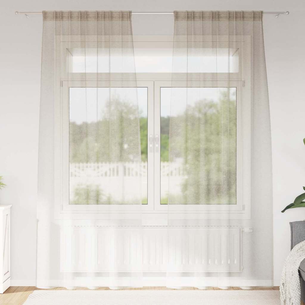 vidaXL Perdele cu perdele 2 pcs Nisip 140 x 260 cm Poliester