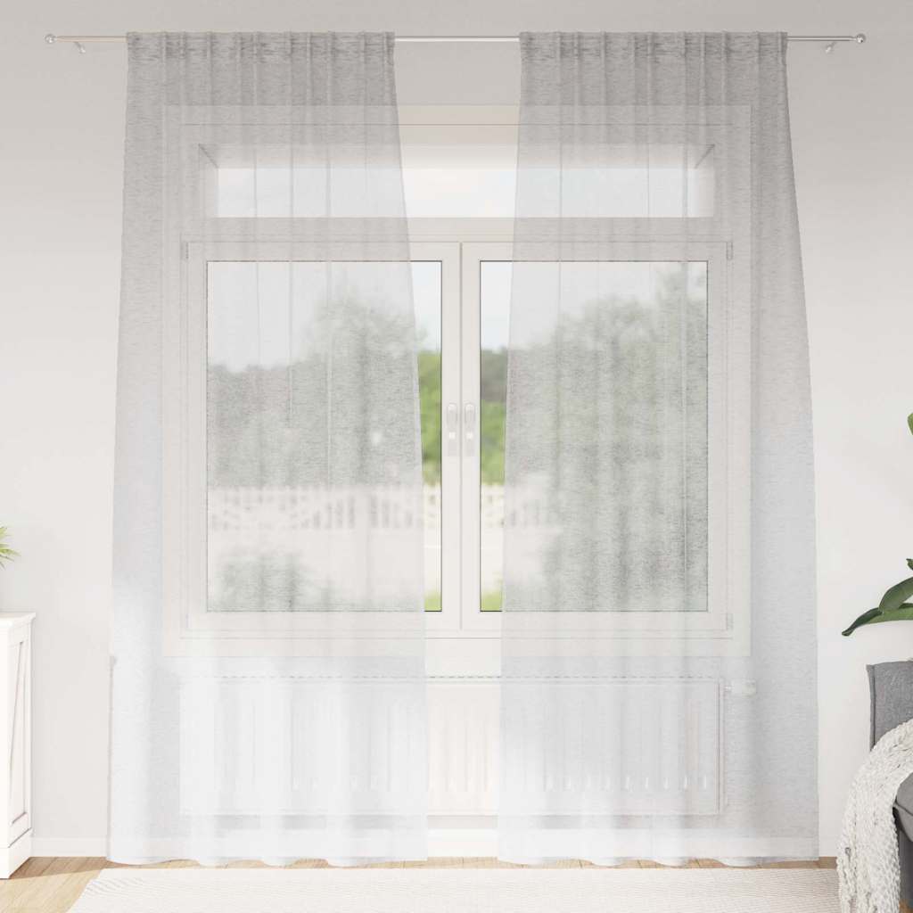 vidaXL Perdele cu perdele 2 pcs Gri deschis 140 x 245 cm Poliester
