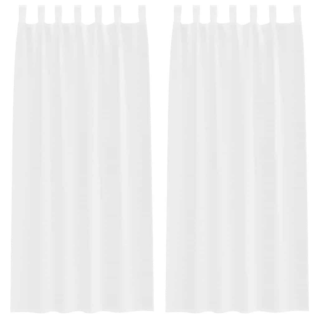 vidaXL Cortină din Voile cu perdele 2 pcs Alb 260 x 140 cm Poliester