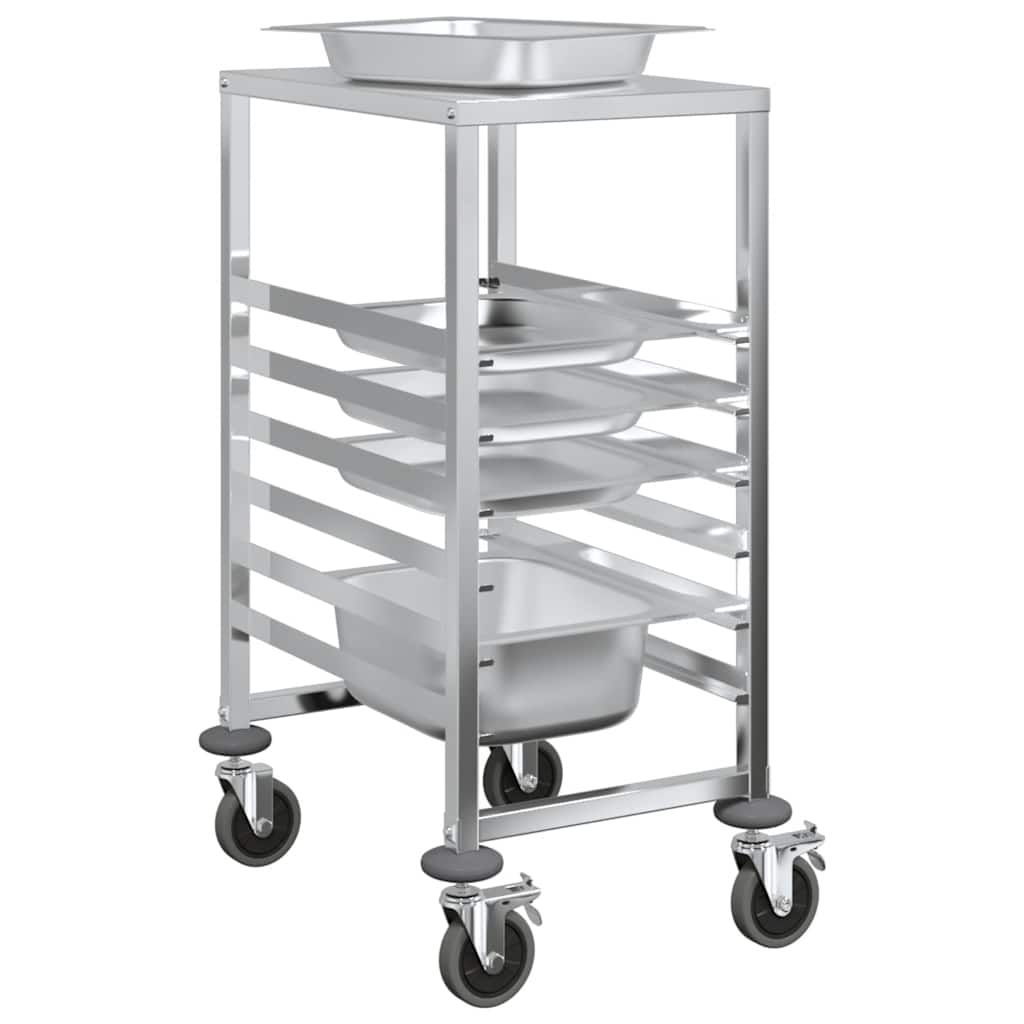 vidaXL Cărucior cu tăvi cu 6 containere GN 39x55x87 cm oțel inoxidabil vidaXL Cărucior cu tăvi cu 6 containere GN 39x55x87 cm oțel inoxidabil