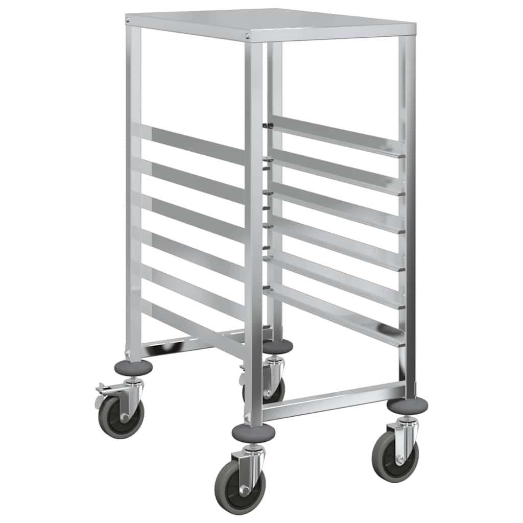 vidaXL Cărucior cu tăvi cu 6 containere GN 39x55x87 cm oțel inoxidabil vidaXL Cărucior cu tăvi cu 6 containere GN 39x55x87 cm oțel inoxidabil