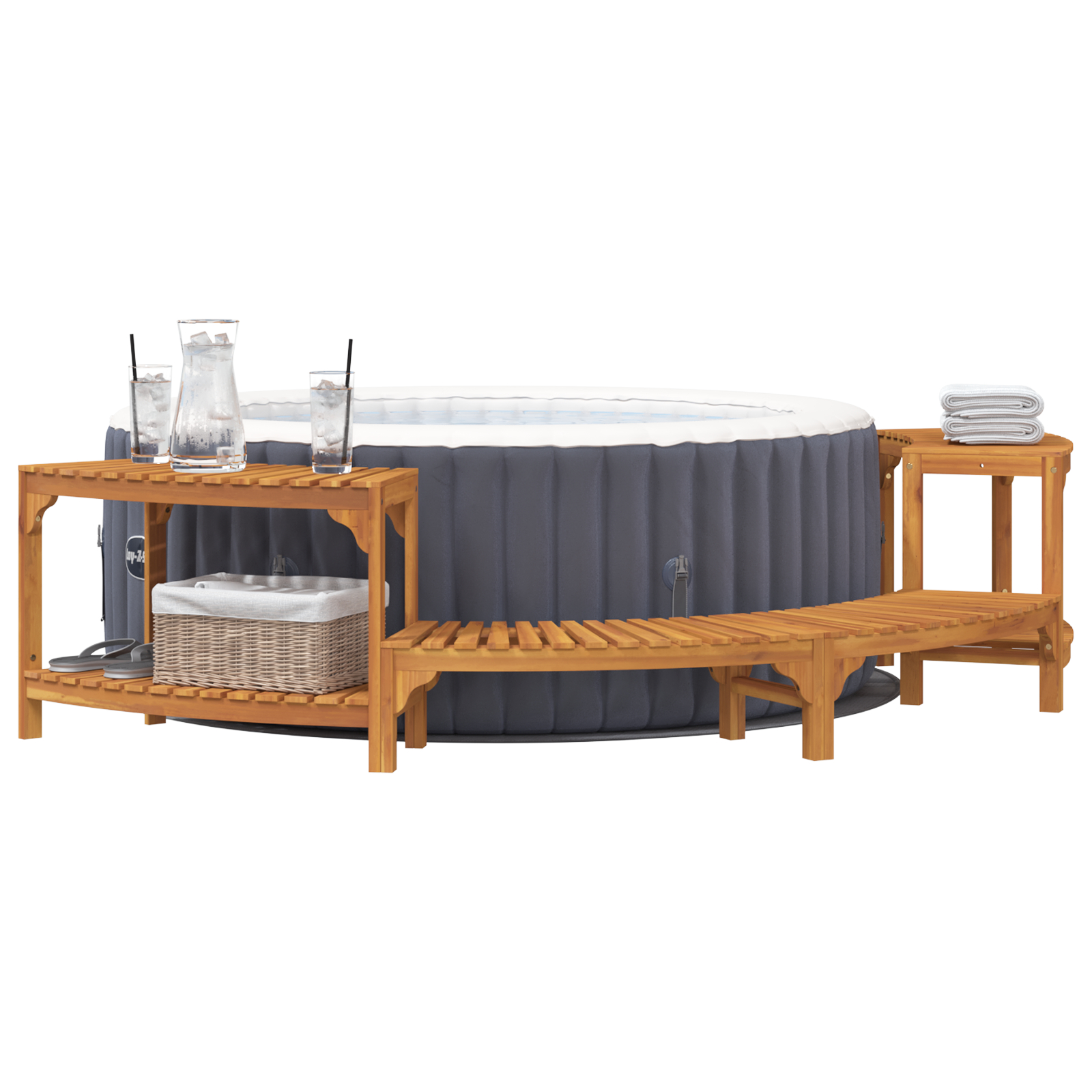 vidaXL Împrejmuire pentru Cada cu Hidromasaj Semi-Rotund 252x111.5x55.5 cm Lemn Masiv de Acacia