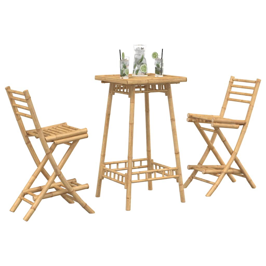 vidaXL Set bar de exterior 3 piese pliabil din bambus vidaXL Set bar de exterior 3 piese pliabil din bambus