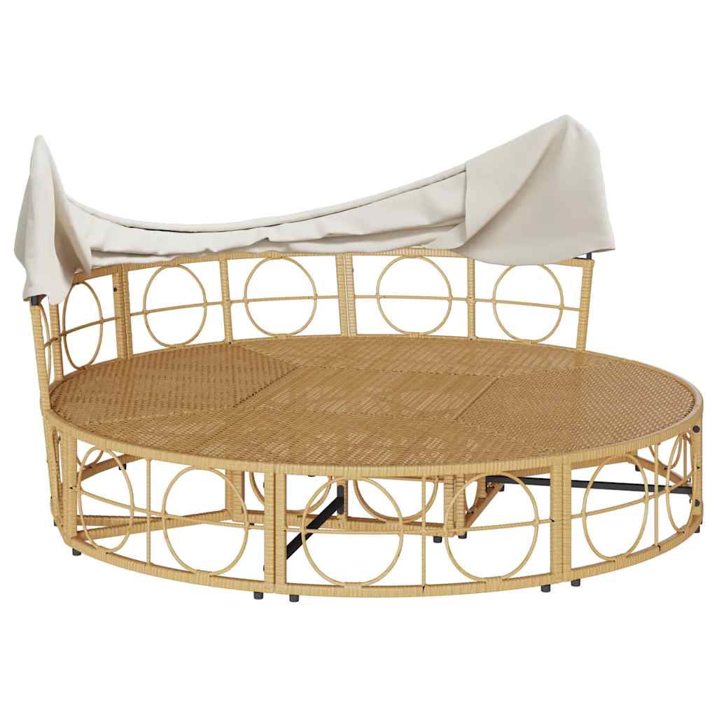 vidaXL Pat Lounge în aer liber cu baldachin și perne Poly Rattan vidaXL Pat Lounge în aer liber cu baldachin și perne Poly Rattan