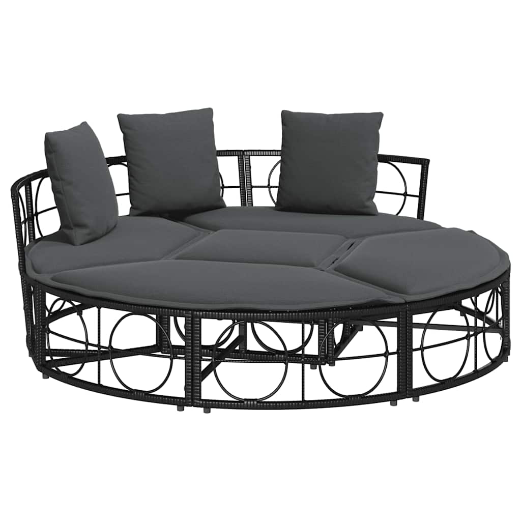 vidaXL Pat de lounge pentru exterior fără baldachin Poly Rattan negru vidaXL Pat de lounge pentru exterior fără baldachin Poly Rattan negru