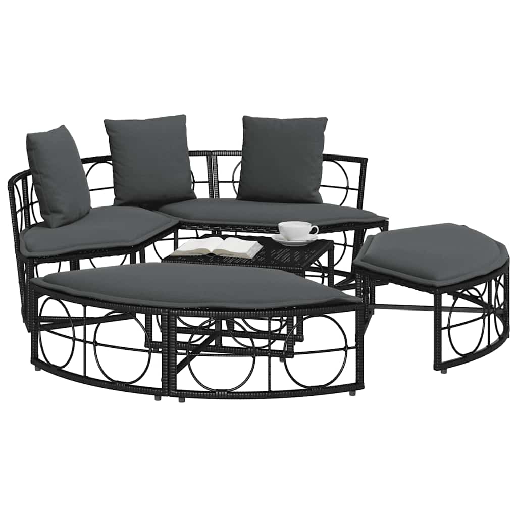 vidaXL Pat de lounge pentru exterior fără baldachin Poly Rattan negru vidaXL Pat de lounge pentru exterior fără baldachin Poly Rattan negru