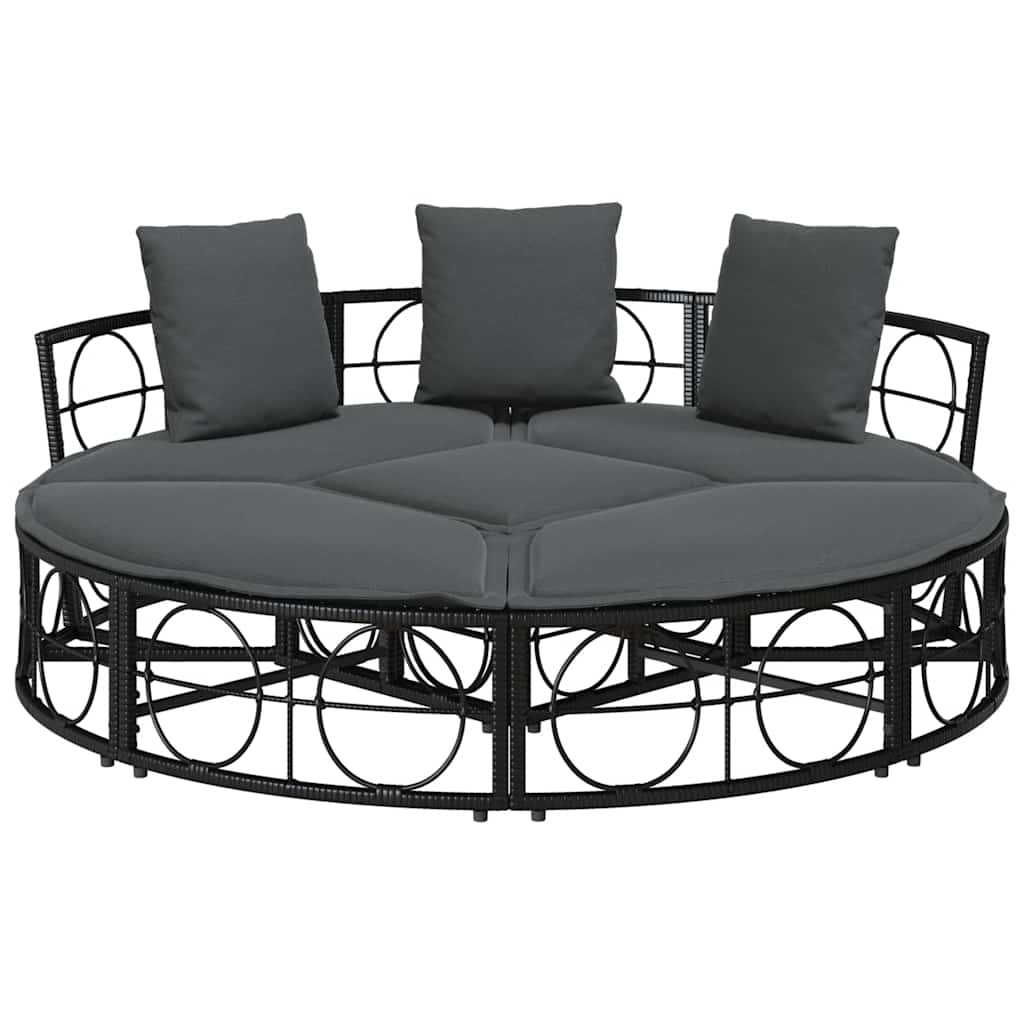 vidaXL Pat de lounge pentru exterior fără baldachin Poly Rattan negru vidaXL Pat de lounge pentru exterior fără baldachin Poly Rattan negru