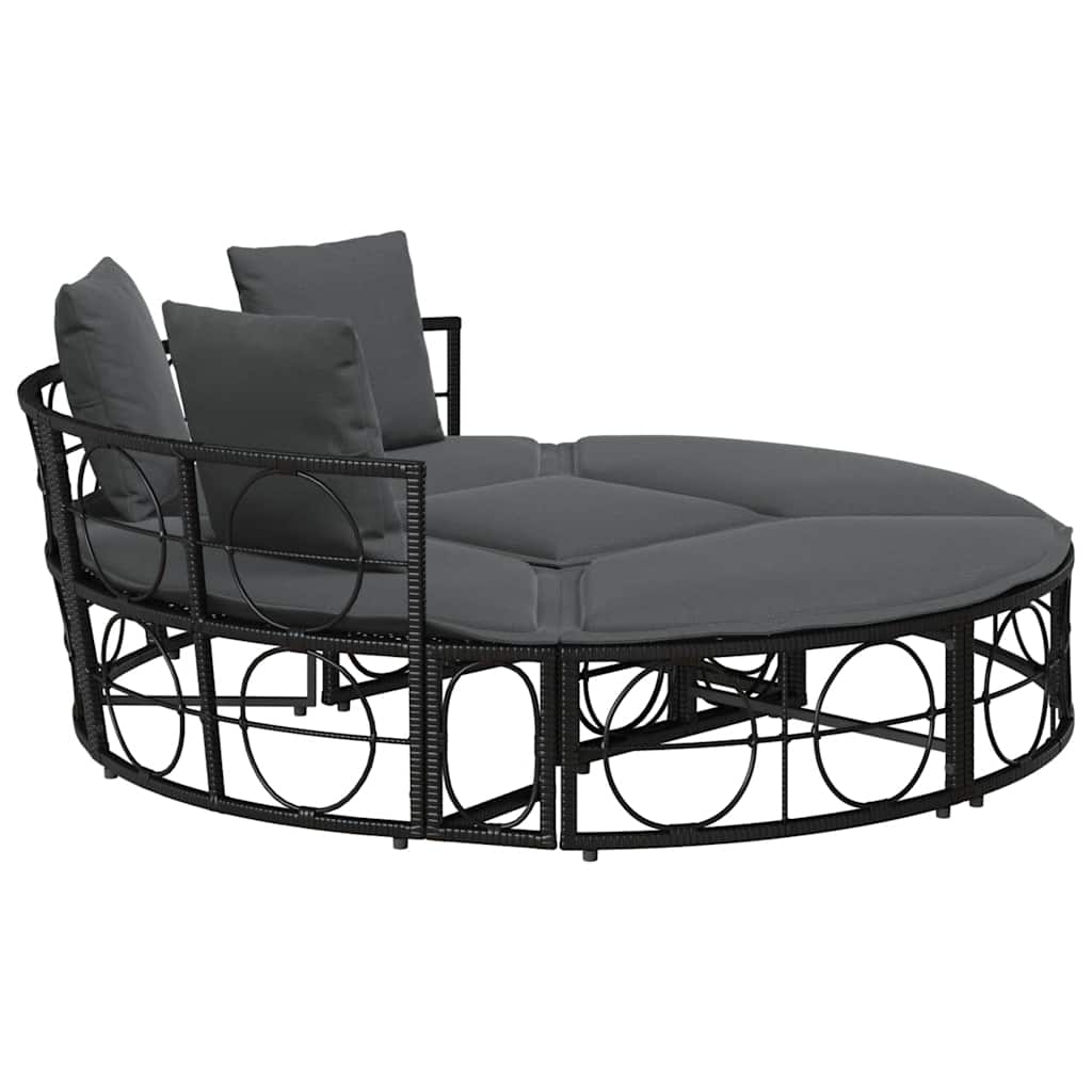 vidaXL Pat de lounge pentru exterior fără baldachin Poly Rattan negru vidaXL Pat de lounge pentru exterior fără baldachin Poly Rattan negru