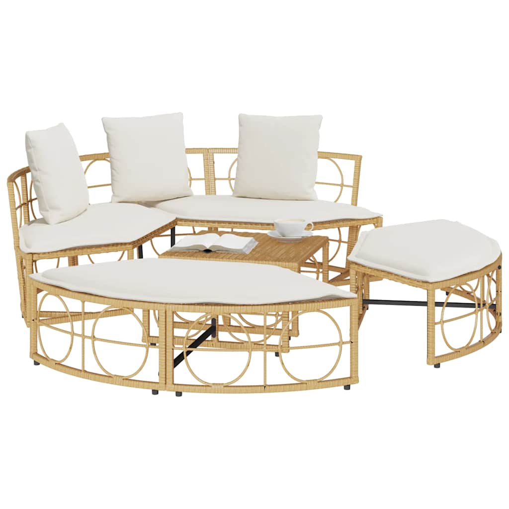 vidaXL Pat lounge pentru exterior fără baldachin Poly Rattan