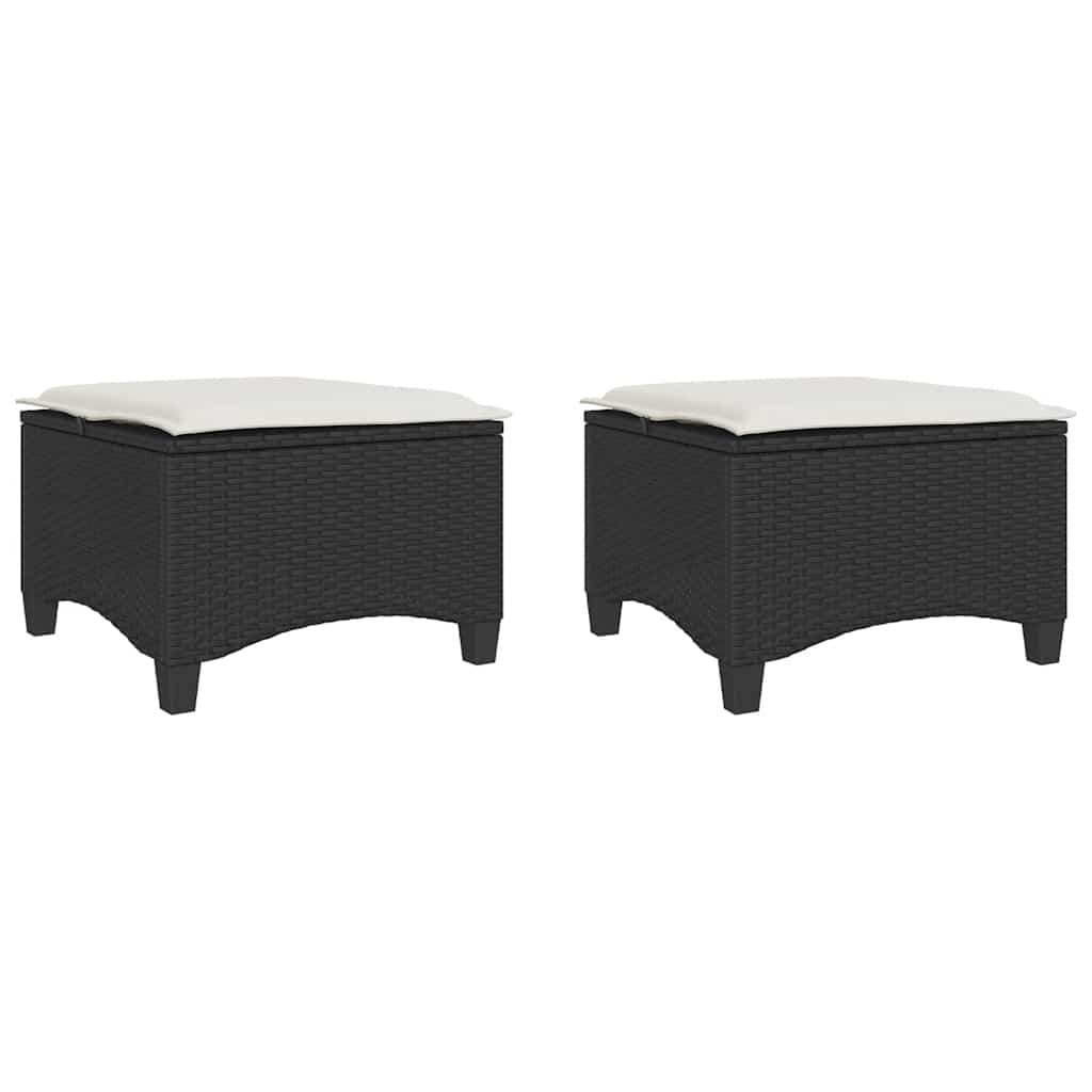 vidaXL Scaune de grădină cu perne 2 buc Negru 55x55x36 cm Poly Ratan vidaXL Scaune de grădină cu perne 2 buc Negru 55x55x36 cm Poly Ratan