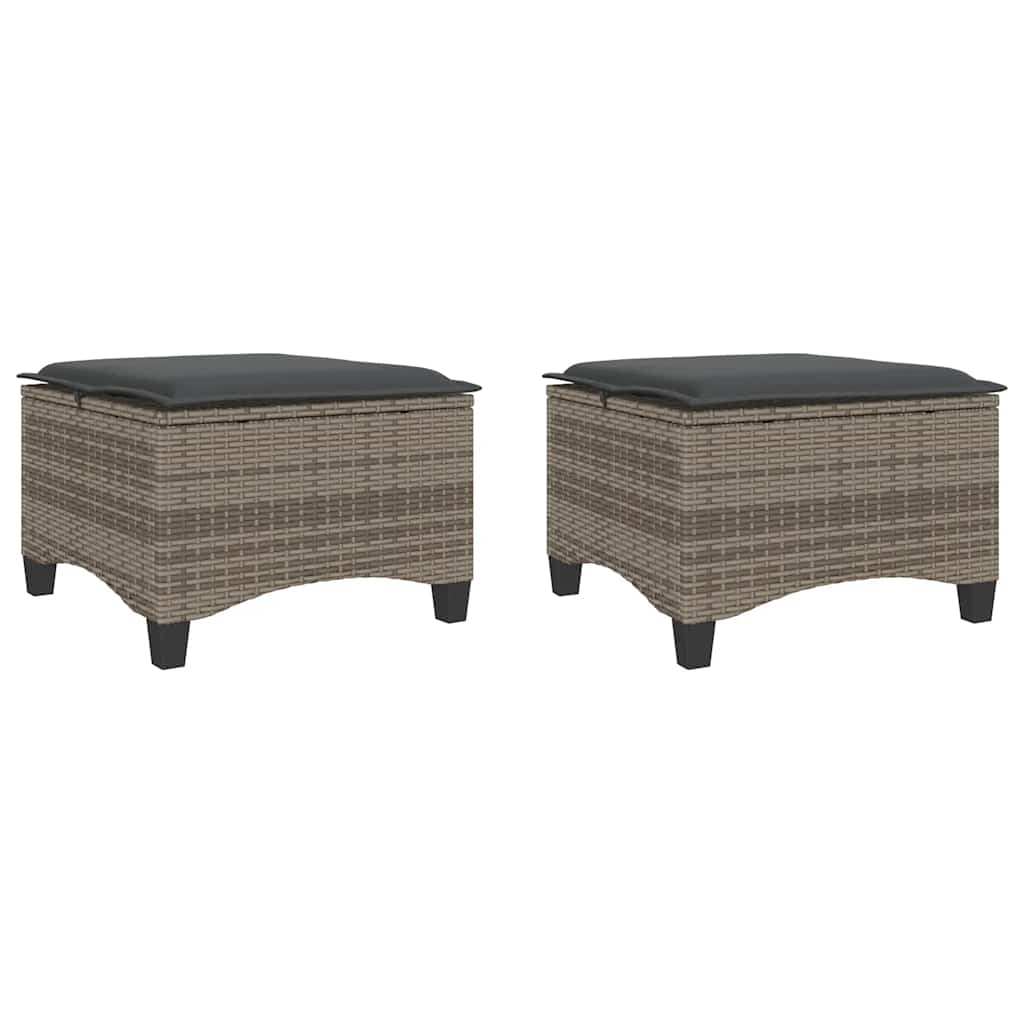 vidaXL Scaune de grădină cu perne 2 buc Gri 55x55x36 cm Poly Ratan vidaXL Scaune de grădină cu perne 2 buc Gri 55x55x36 cm Poly Ratan