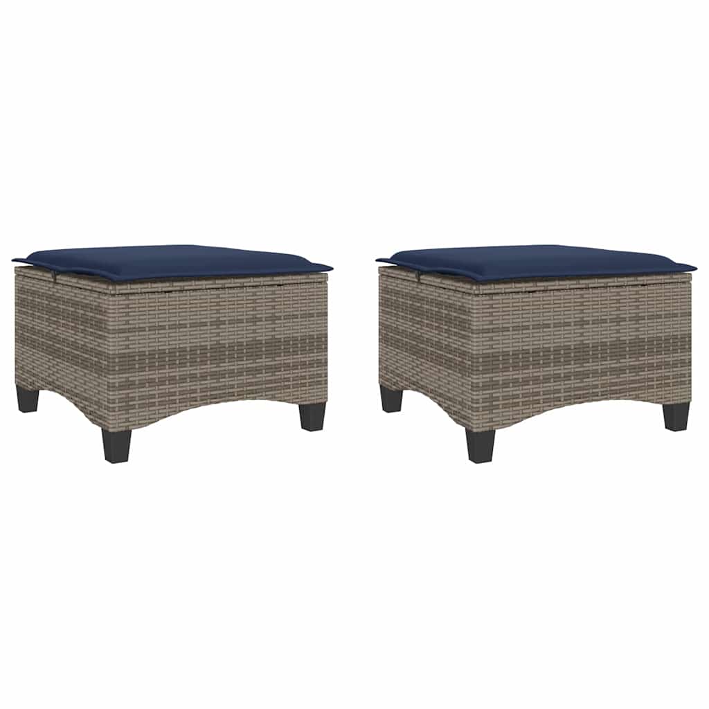vidaXL Scaune de grădină cu perne 2 buc Gri 55x55x36 cm Poly Ratan vidaXL Scaune de grădină cu perne 2 buc Gri 55x55x36 cm Poly Ratan