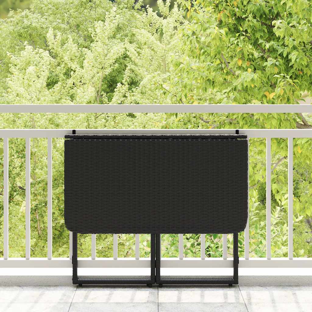 vidaXL Masă pliabilă de grădină neagră 90x51x75 cm Poly Ratan vidaXL Masă pliabilă de grădină neagră 90x51x75 cm Poly Ratan