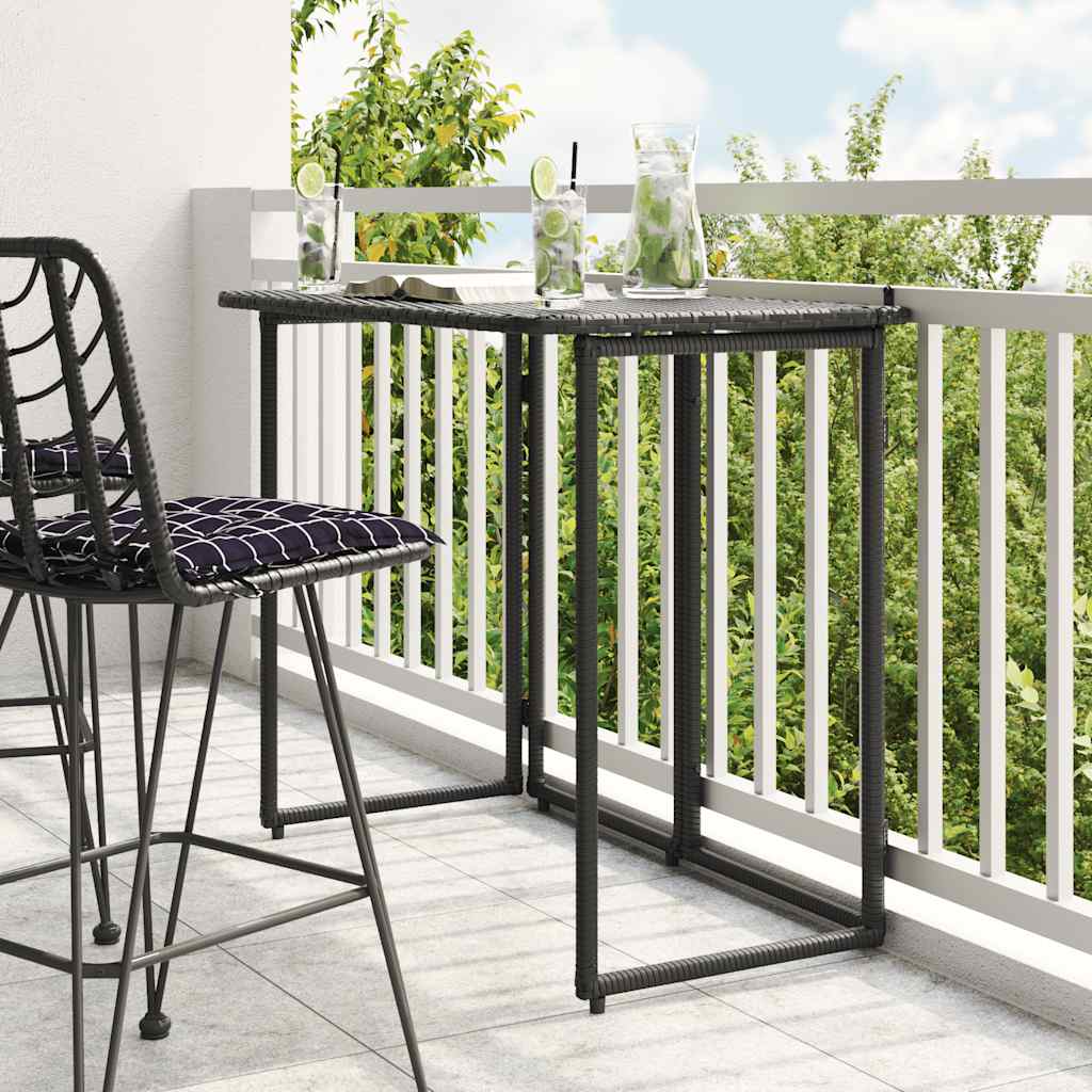 vidaXL Masă pliabilă de grădină neagră 90x51x75 cm Poly Ratan vidaXL Masă pliabilă de grădină neagră 90x51x75 cm Poly Ratan