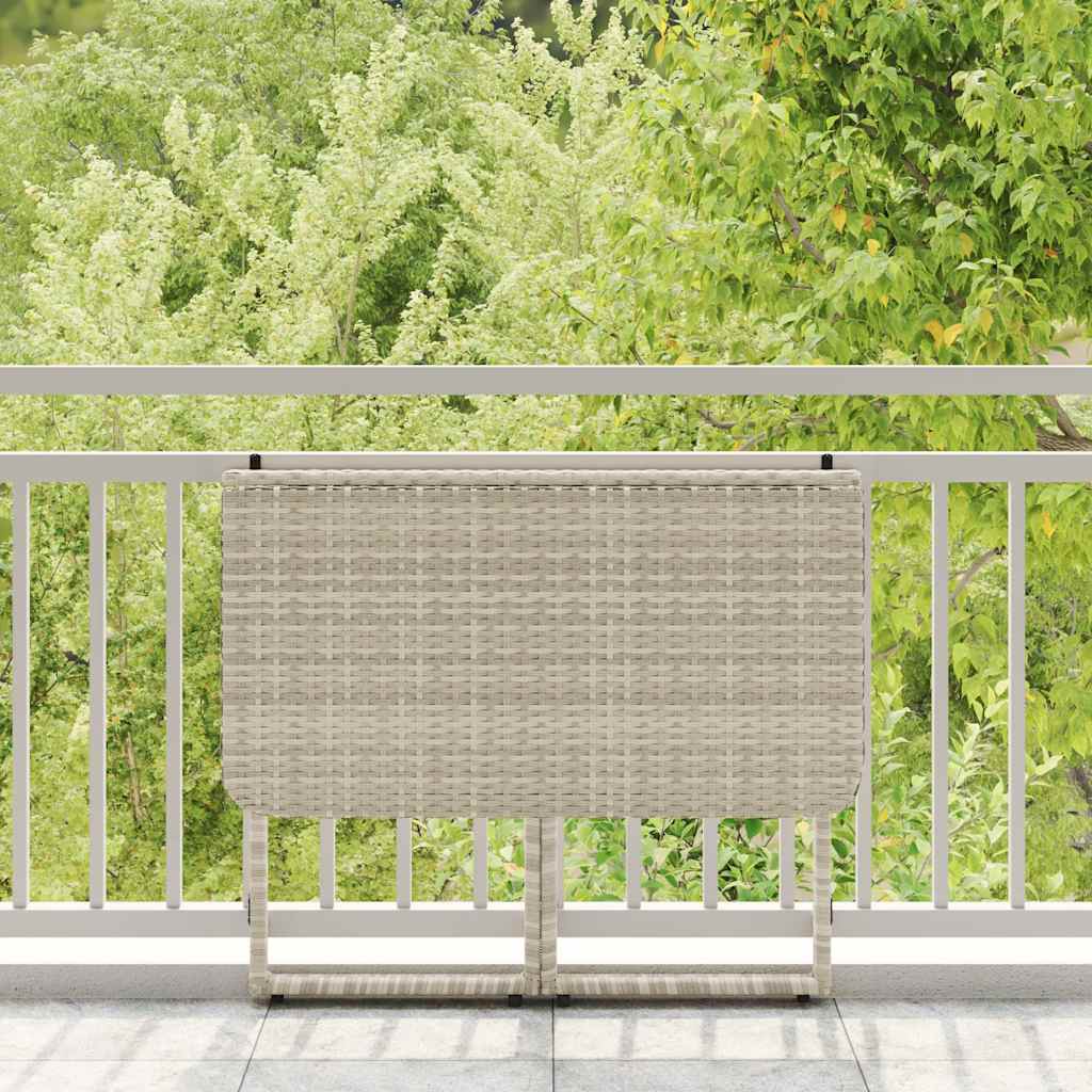 vidaXL Masă pliabilă de grădină gri deschis 90x51x75 cm Poly Ratan vidaXL Masă pliabilă de grădină gri deschis 90x51x75 cm Poly Ratan