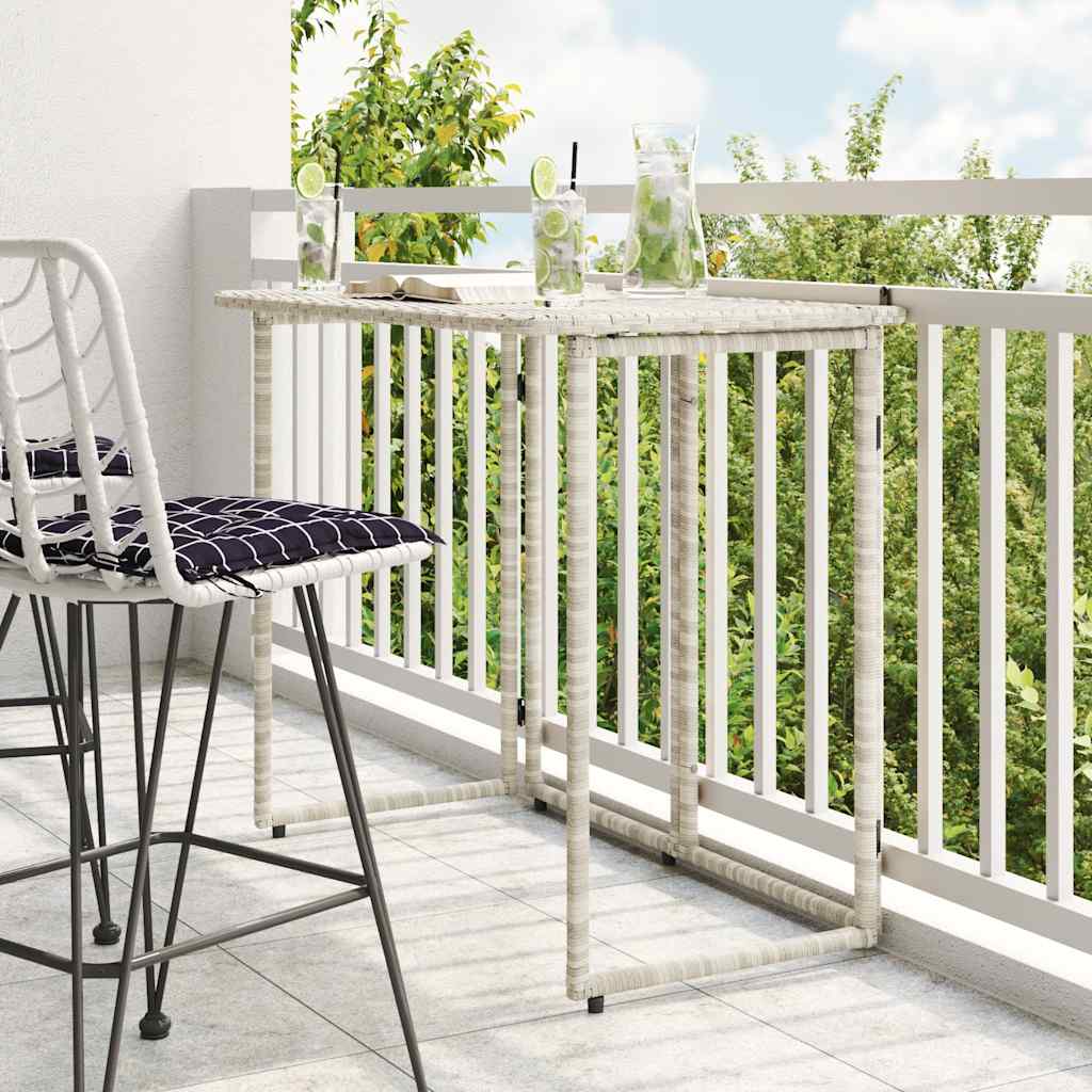 vidaXL Masă pliabilă de grădină gri deschis 90x51x75 cm Poly Ratan vidaXL Masă pliabilă de grădină gri deschis 90x51x75 cm Poly Ratan