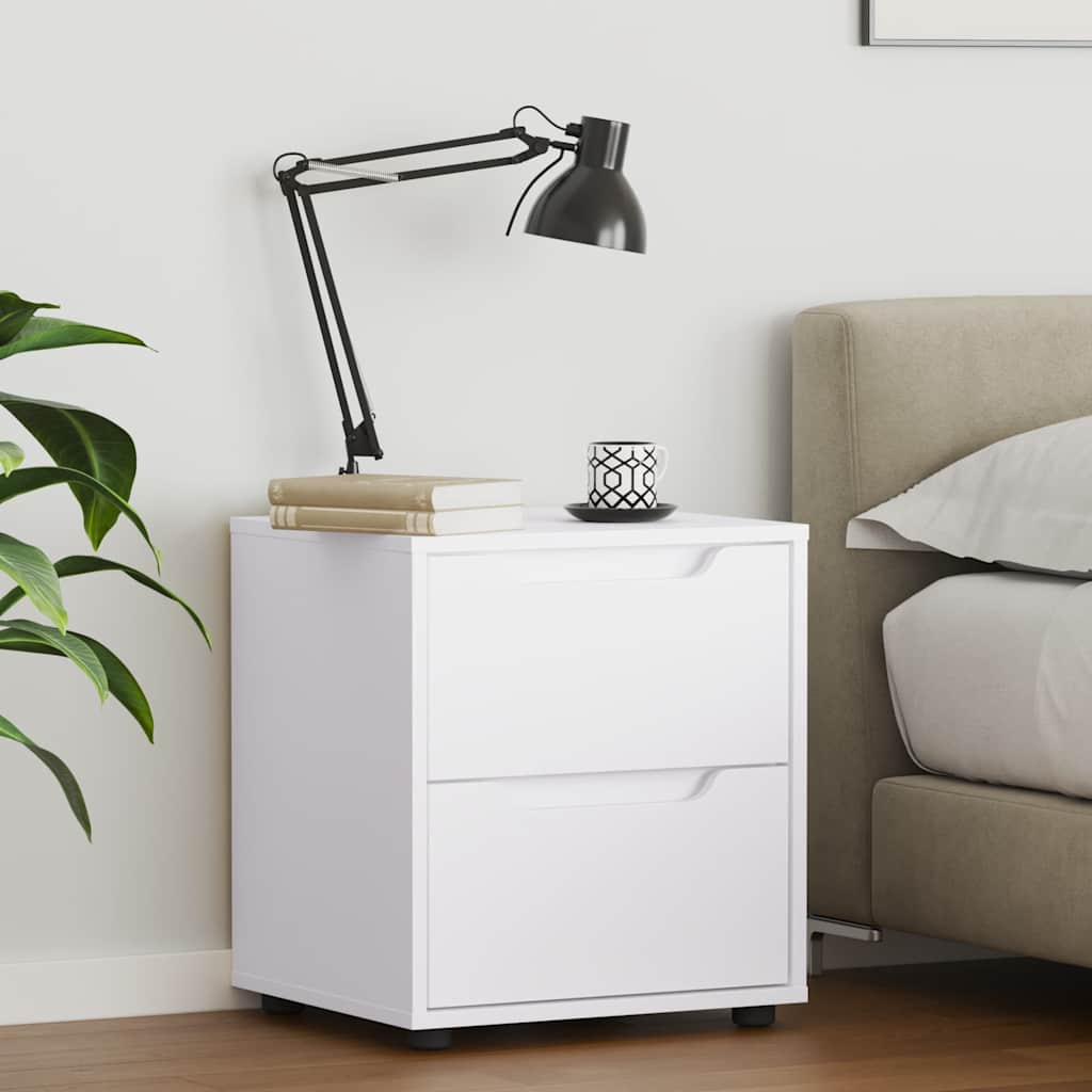 vidaXL Noptiera "VISNES" alb 45x40x50 cm lemn de prelucrare vidaXL Noptiera "VISNES" alb 45x40x50 cm lemn de prelucrare
