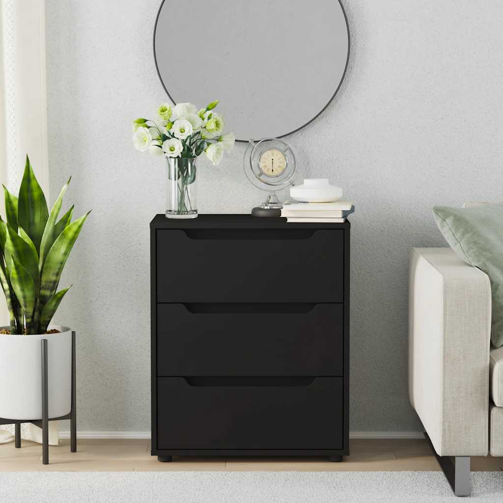 vidaXL Bufetă „VISNES” Negru 60x40x73 cm lemn prelucrat vidaXL Bufetă „VISNES” Negru 60x40x73 cm lemn prelucrat