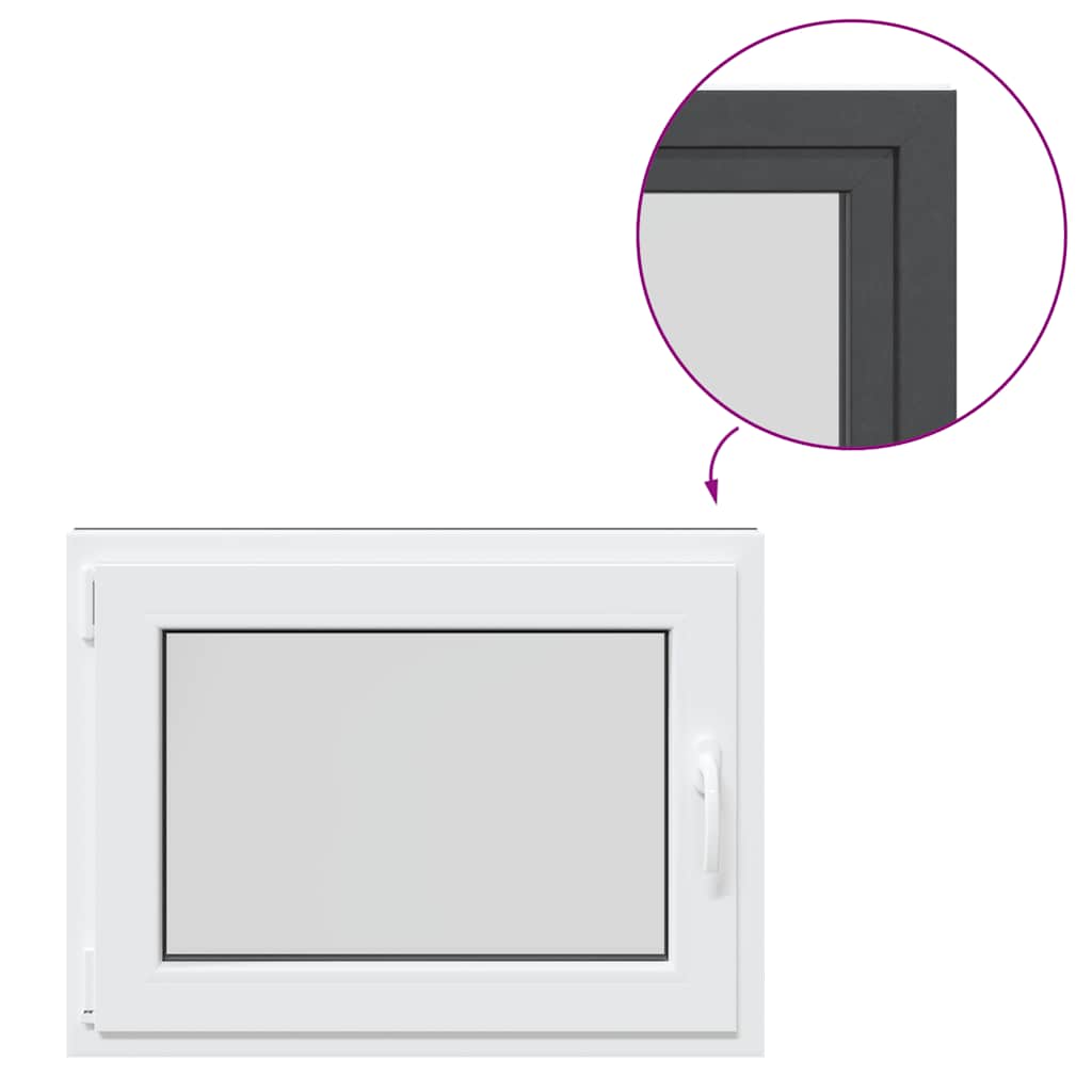 vidaXL Fereastră de subsol „RISOR” 80x50 cm oscilo-batantă DIN stânga antracit