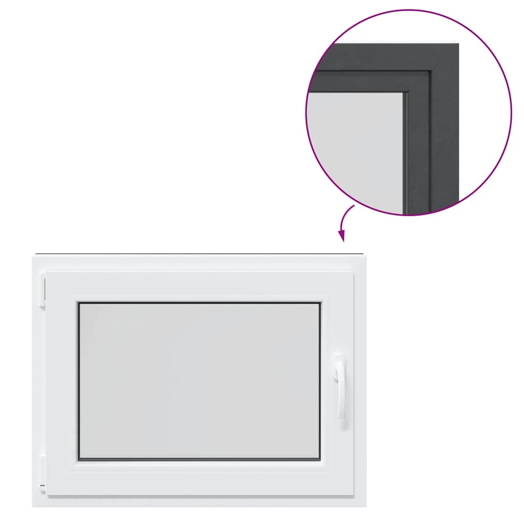 vidaXL Fereastră de subsol „RISOR” 80x70 cm oscilo-batantă DIN stânga antracit