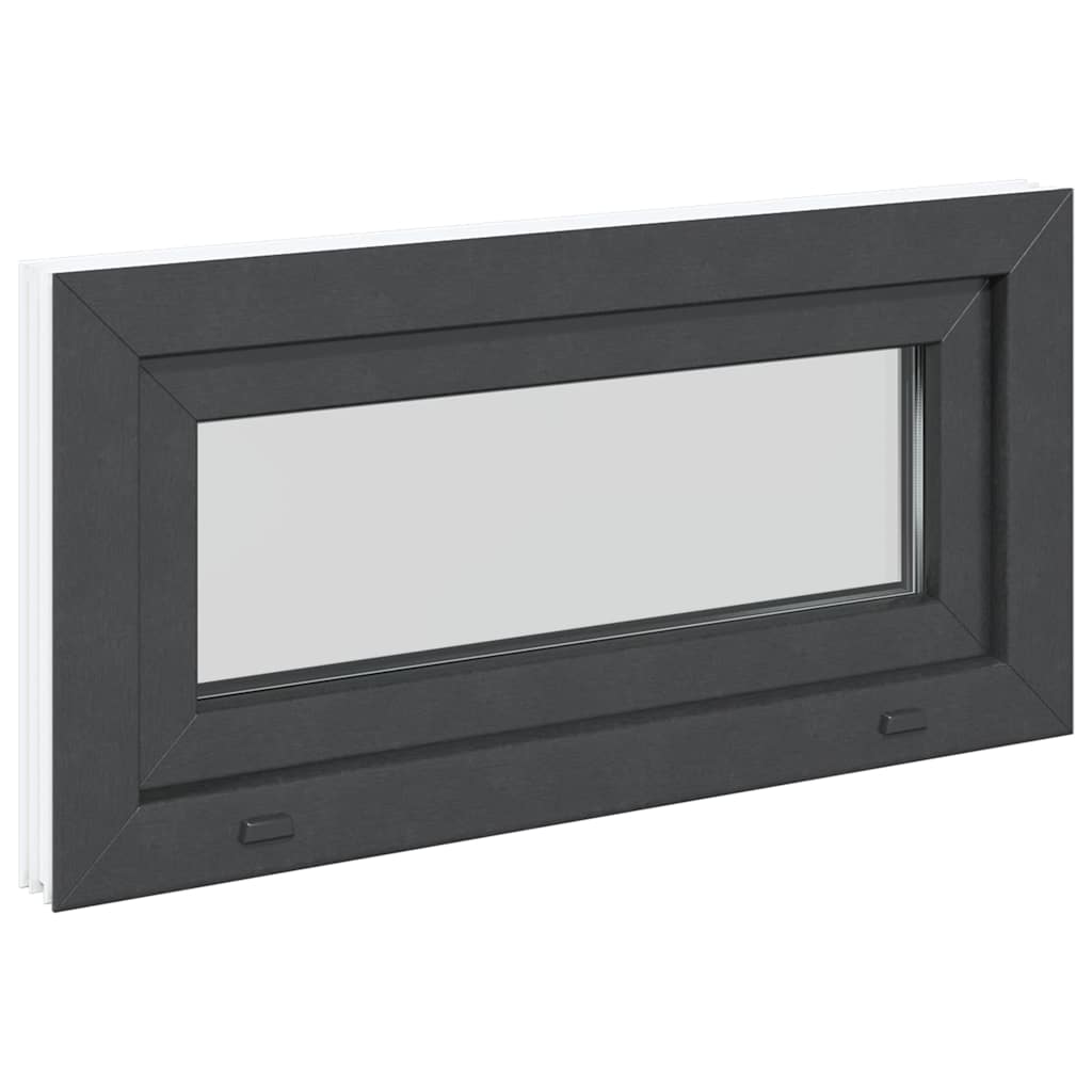 vidaXL Fereastră de subsol RISOR 80x40 cm înclinat 2 geamuri Antracit vidaXL Fereastră de subsol RISOR 80x40 cm înclinat 2 geamuri Antracit