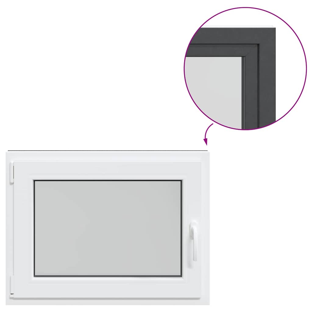 vidaXL Fereastră de subsol „RISOR” 80x60 cm oscilo-batantă DIN stânga antracit