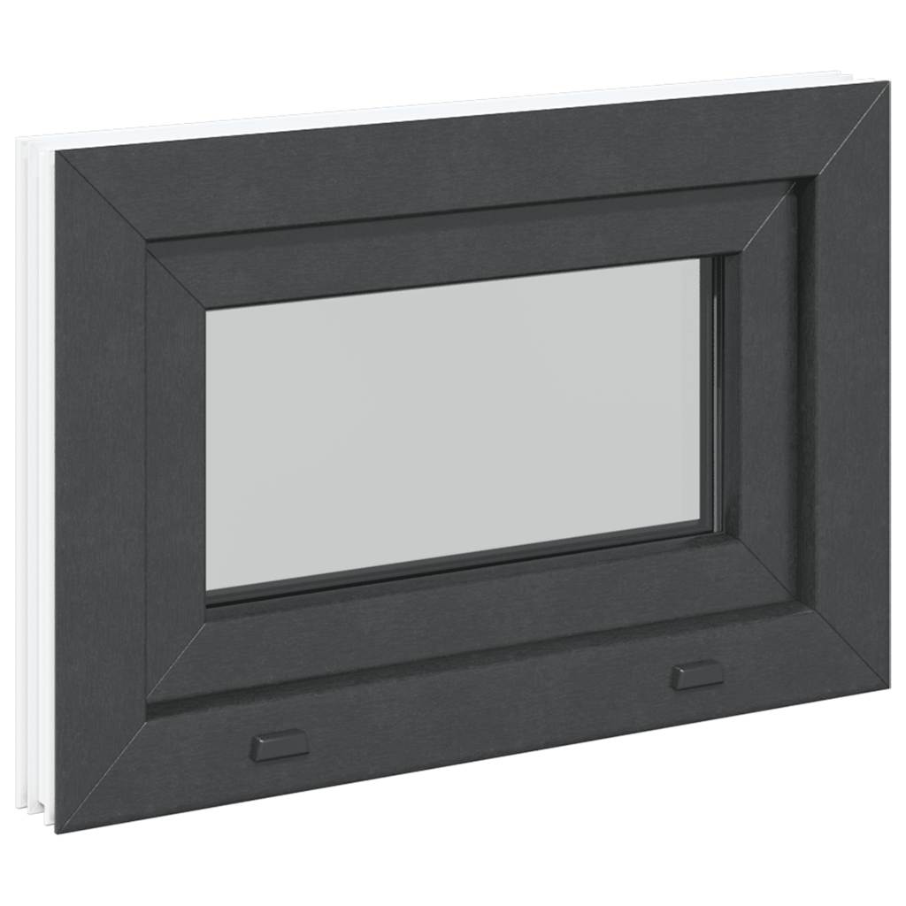 vidaXL Fereastră de subsol RISOR 60x40 cm înclinat 3 geamuri Antracit vidaXL Fereastră de subsol RISOR 60x40 cm înclinat 3 geamuri Antracit