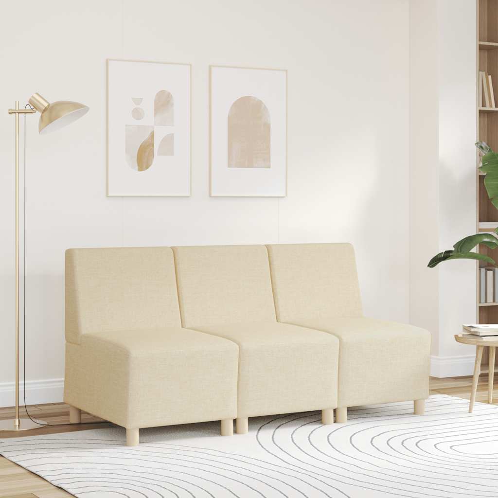 vidaXL Canapea Scaun fără brațe, crem, 55 cm, material textil vidaXL Canapea Scaun fără brațe, crem, 55 cm, material textil
