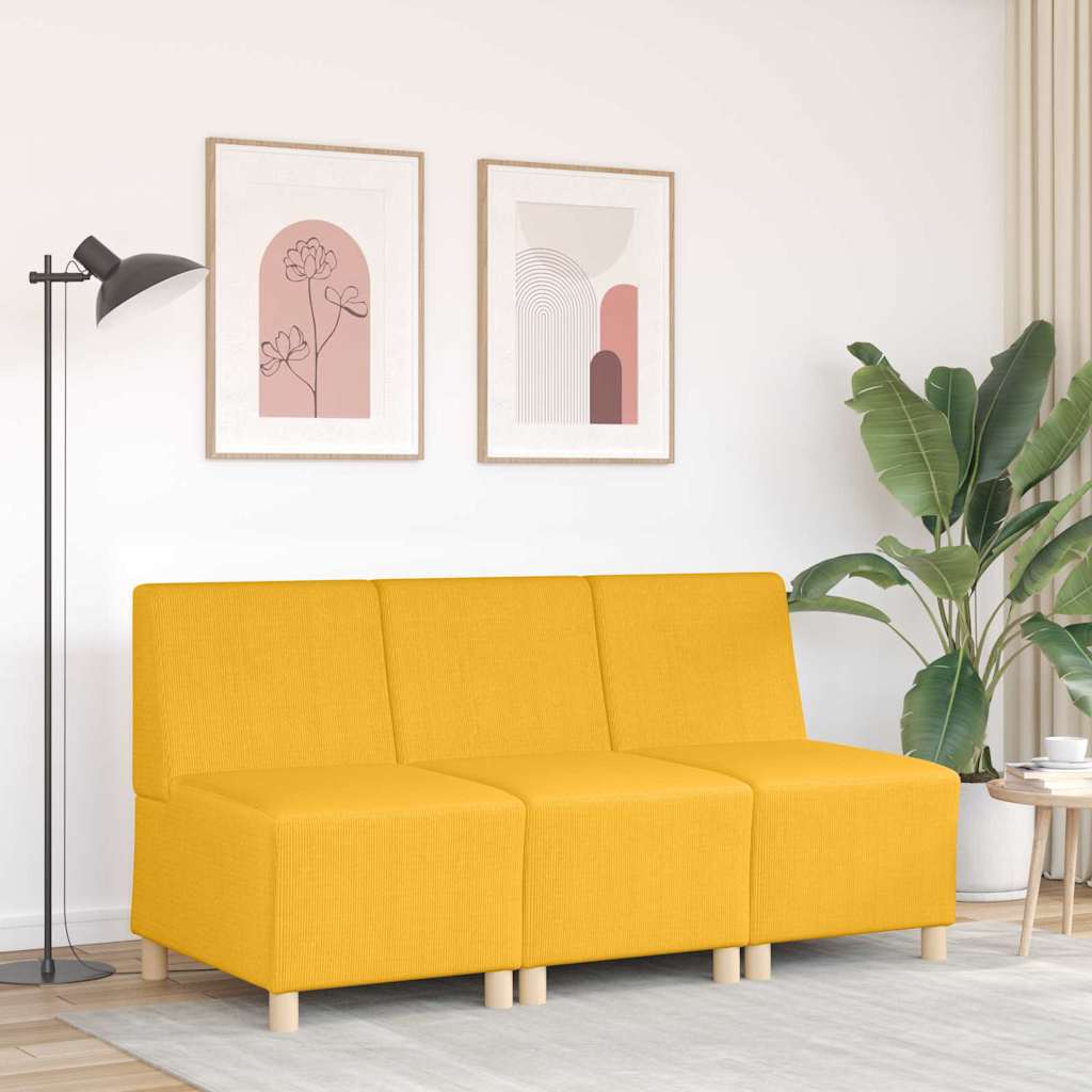 vidaXL Unitate Sofa Modulară Fără Brațe Galben deschis 55 x 74 x 82 cm