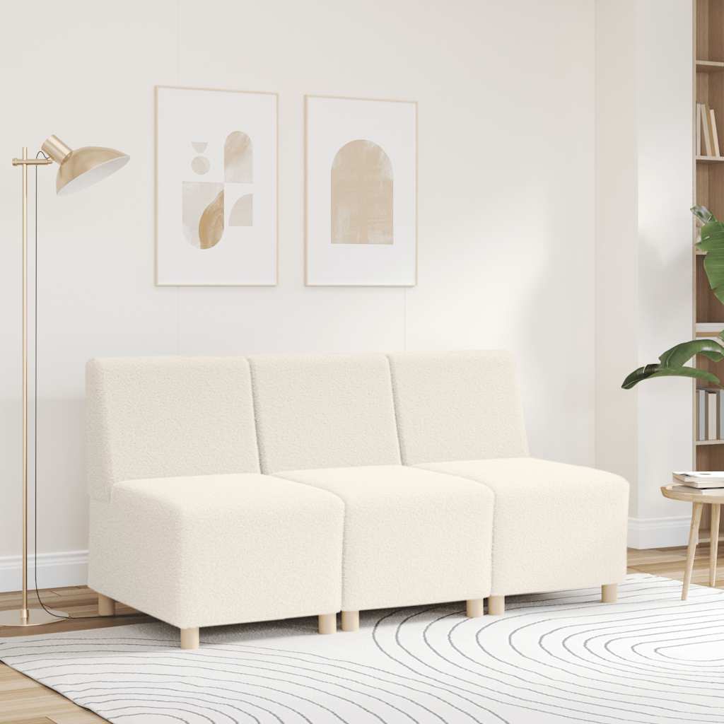 vidaXL Canapea Scaun fără brațe crem 55 cm țesătură ondulată ca lână vidaXL Canapea Scaun fără brațe crem 55 cm țesătură ondulată ca lână