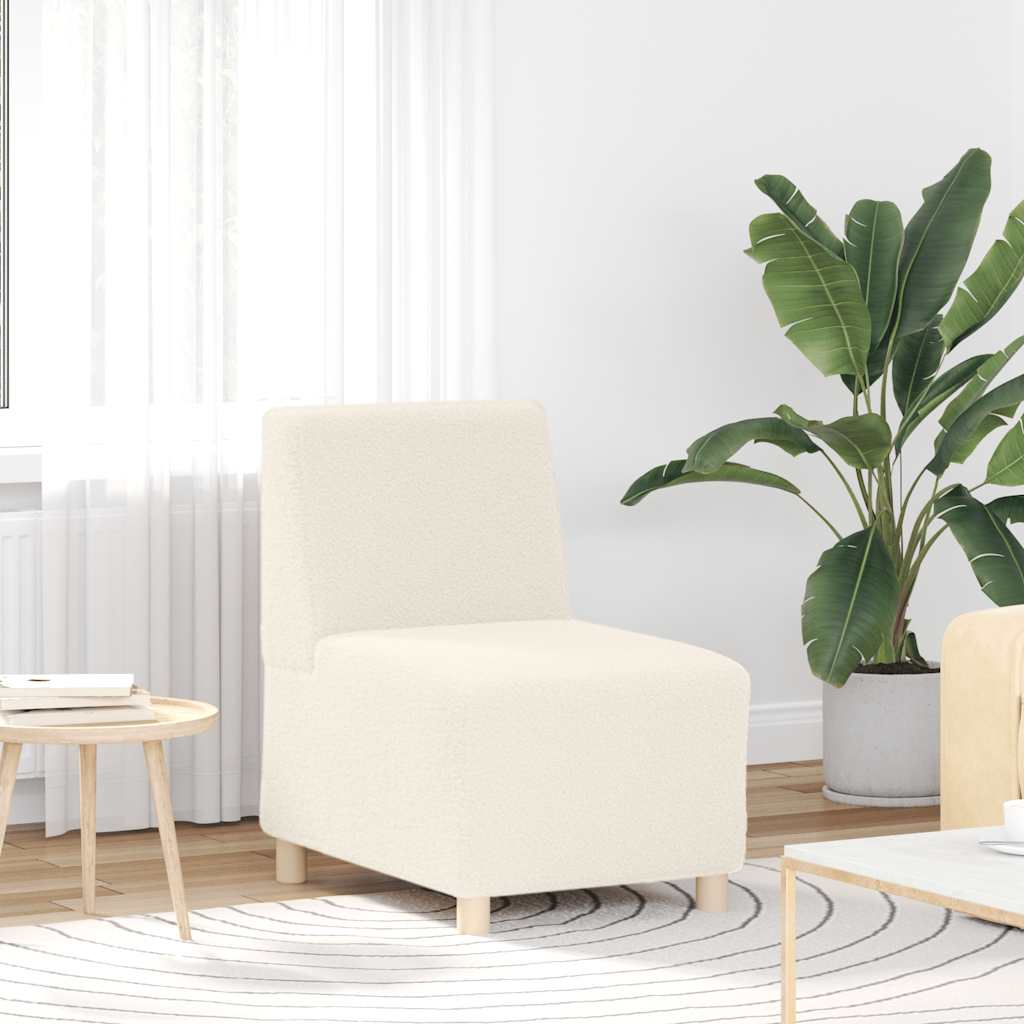 vidaXL Canapea Scaun fără brațe crem 55 cm țesătură ondulată ca lână vidaXL Canapea Scaun fără brațe crem 55 cm țesătură ondulată ca lână