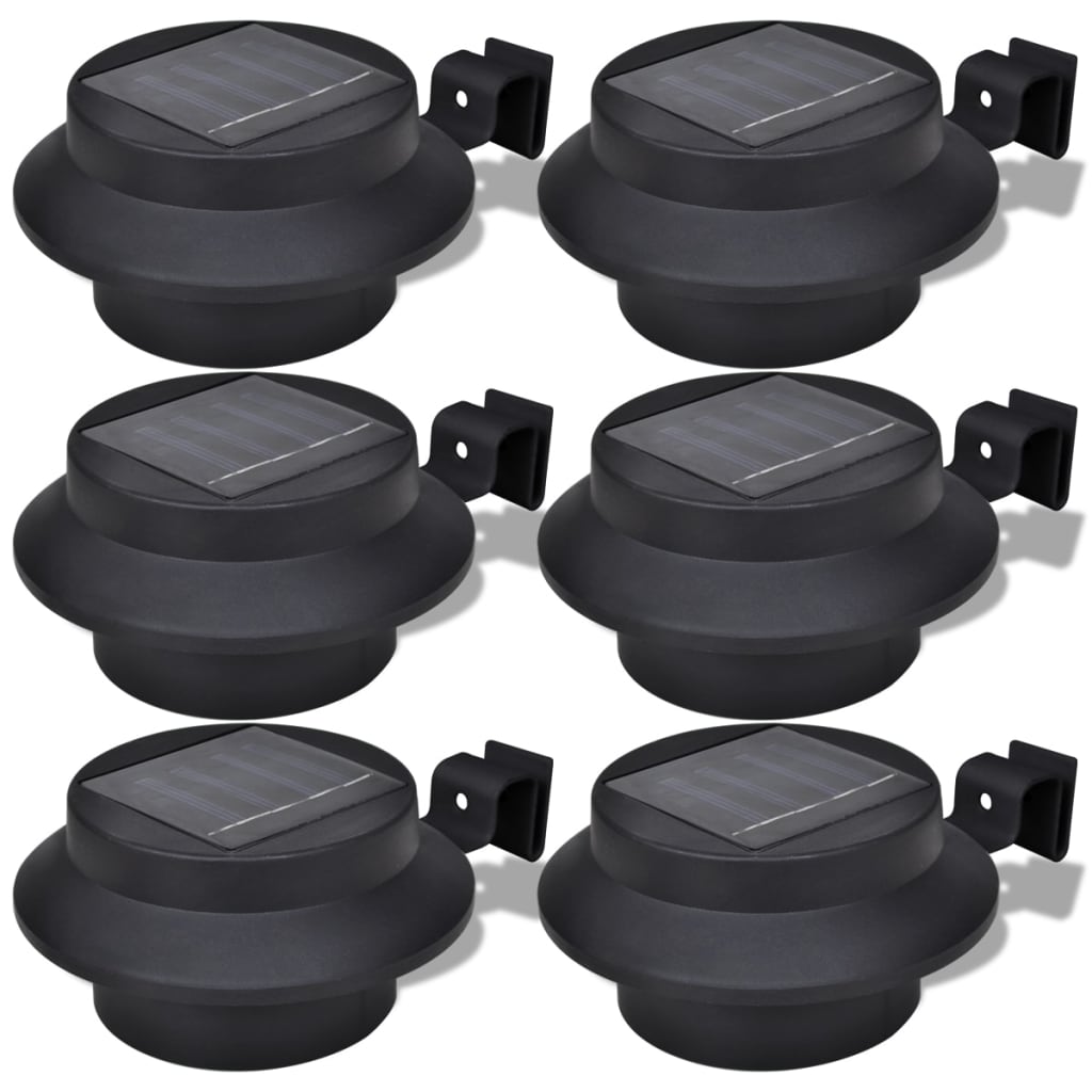 Lampă solară pentru exterior 6 pcs Lumină pentru gard Neagră Lampă solară pentru exterior 6 pcs Lumină pentru gard Neagră