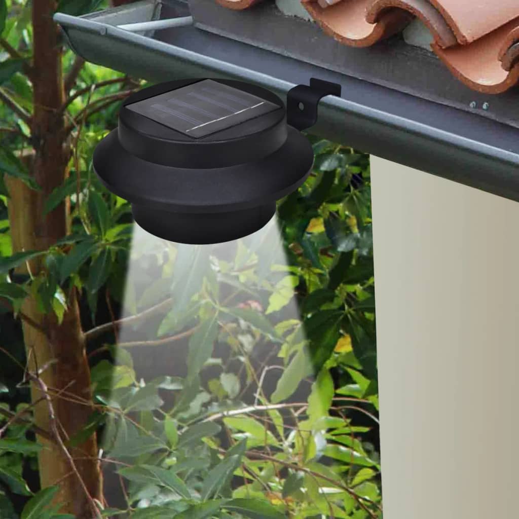 Lampă solară pentru exterior 6 pcs Lumină pentru gard Neagră Lampă solară pentru exterior 6 pcs Lumină pentru gard Neagră