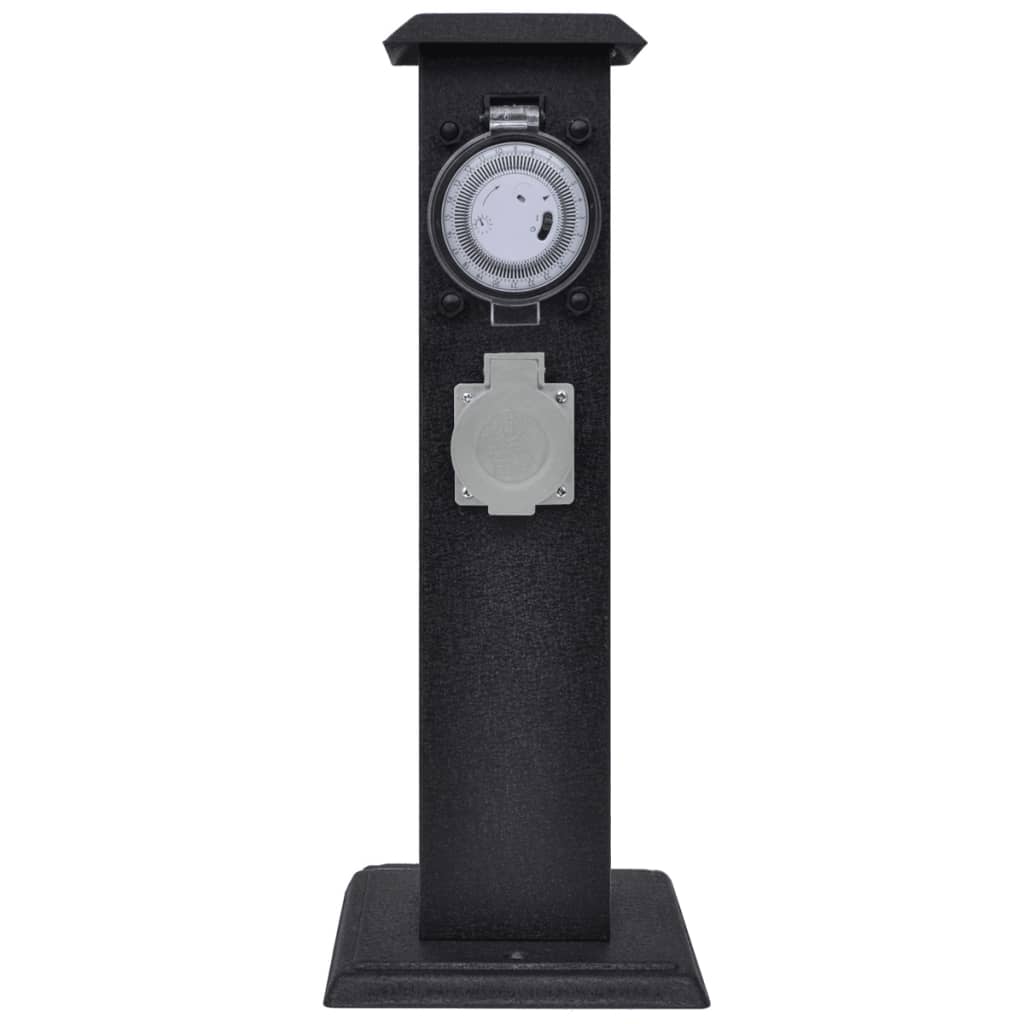 Priză de alimentare cu temporizator, pentru grădină, negru Priză de alimentare cu temporizator, pentru grădină, negru