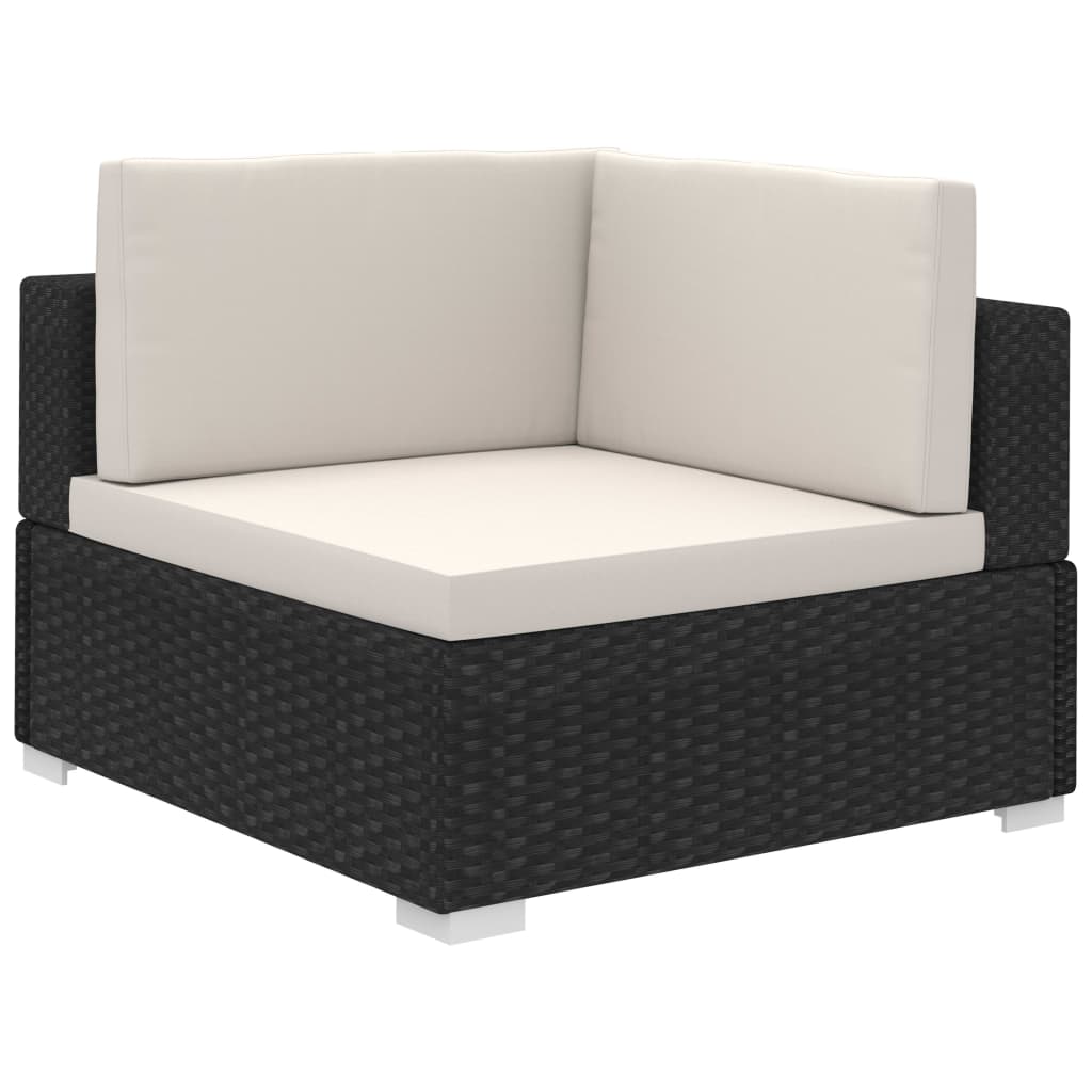 vidaXL Set mobilier de grădină cu perne, 8 piese, negru, poliratan vidaXL Set mobilier de grădină cu perne, 8 piese, negru, poliratan