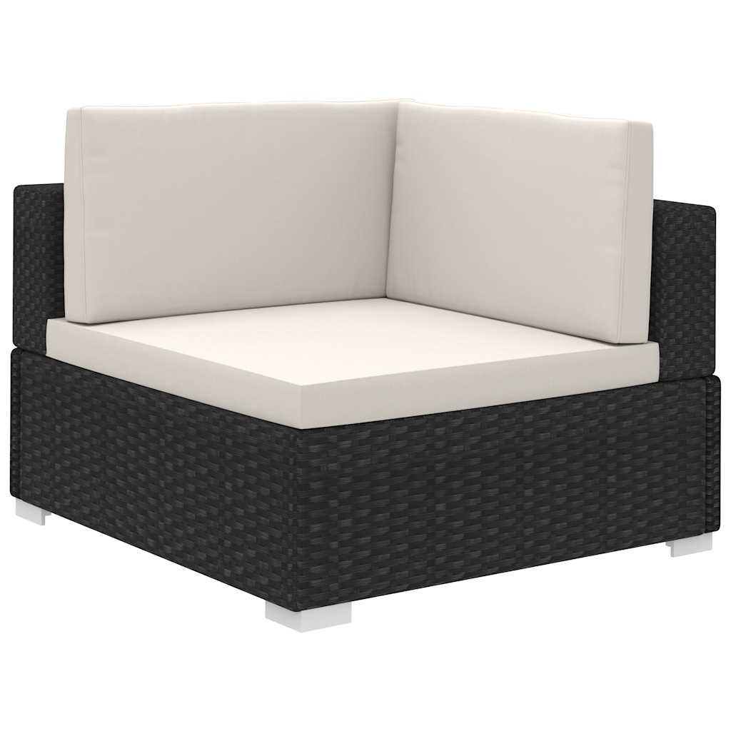 vidaXL Set mobilier de grădină cu perne, 8 piese, negru, poliratan vidaXL Set mobilier de grădină cu perne, 8 piese, negru, poliratan