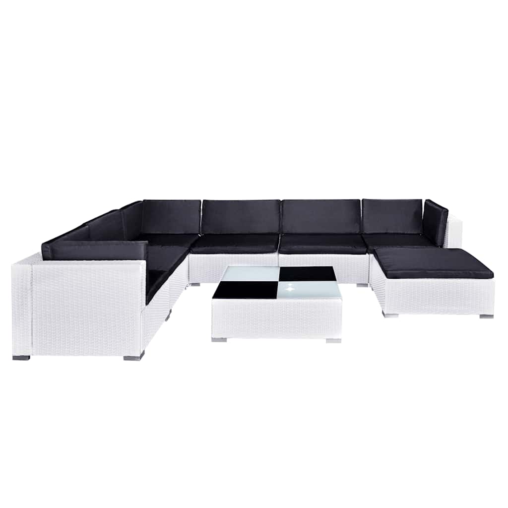 vidaXL Set mobilier de grădină cu perne, 8 piese, alb, poliratan
