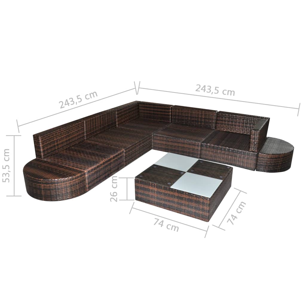 vidaXL Set mobilier de grădină cu perne, 8 piese, maro, poliratan vidaXL Set mobilier de grădină cu perne, 8 piese, maro, poliratan