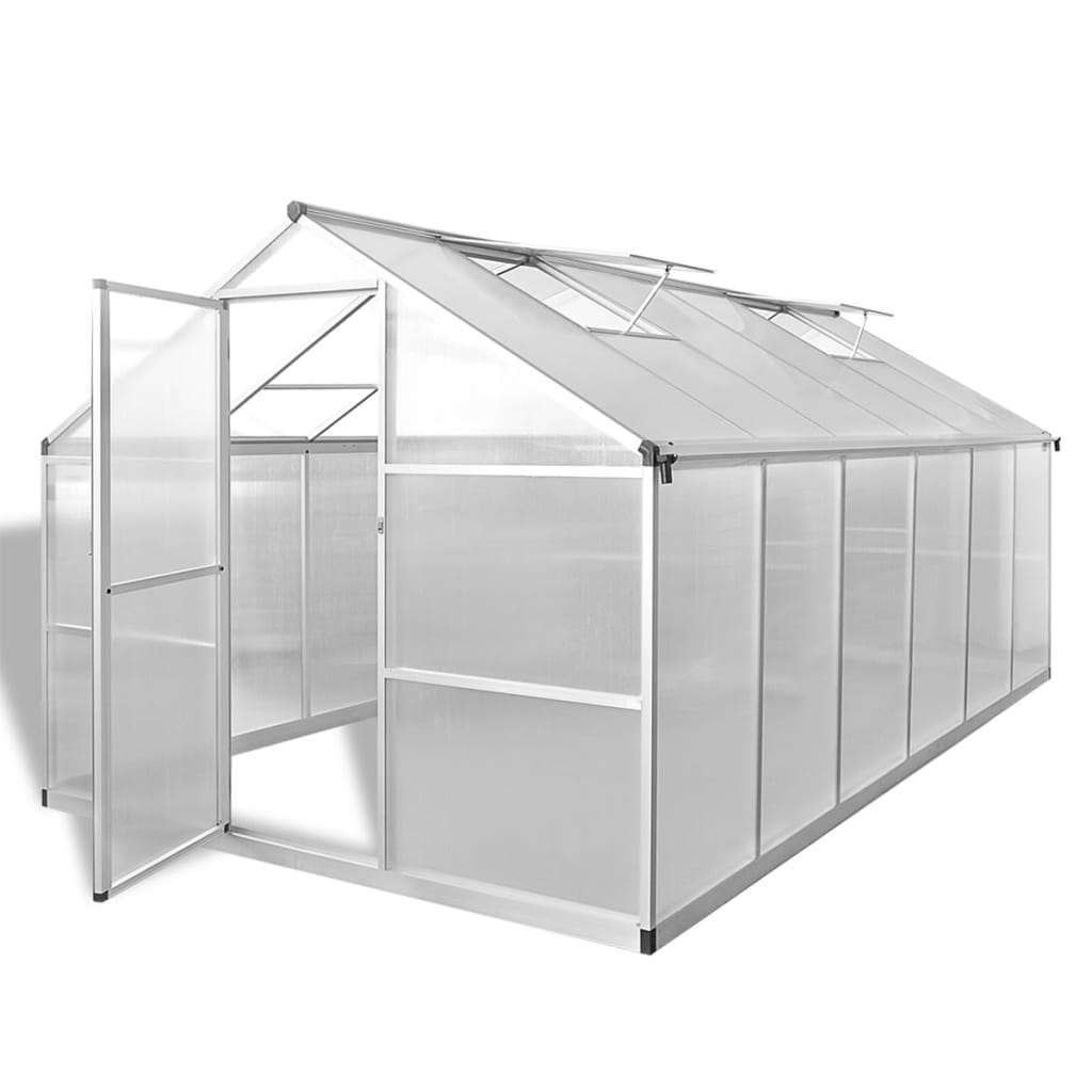 vidaXL Seră din aluminiu ranforsat cu cadru la bază, 9,025 m² vidaXL Seră din aluminiu ranforsat cu cadru la bază, 9,025 m²