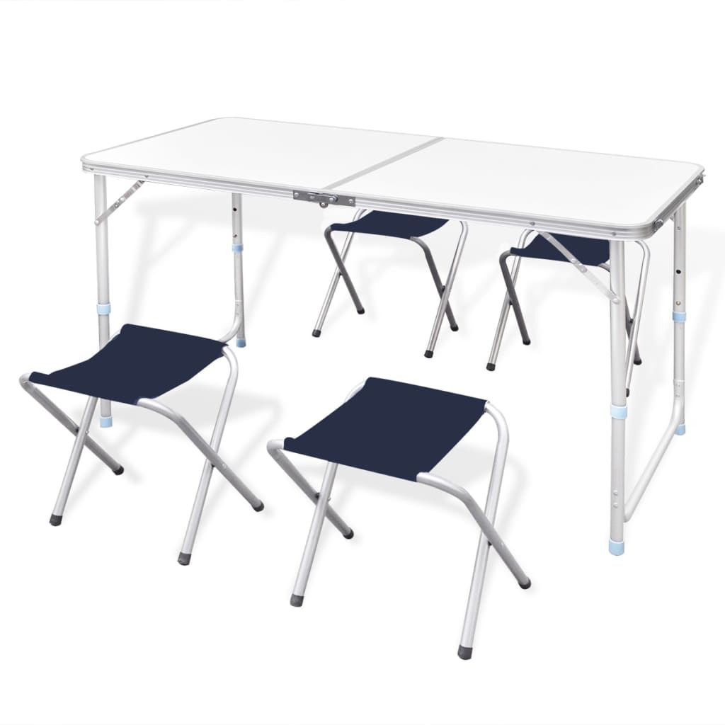 vidaXL Set camping masă reglabilă înălțime/4 scaune pliabile 120x60 cm vidaXL Set camping masă reglabilă înălțime/4 scaune pliabile 120x60 cm