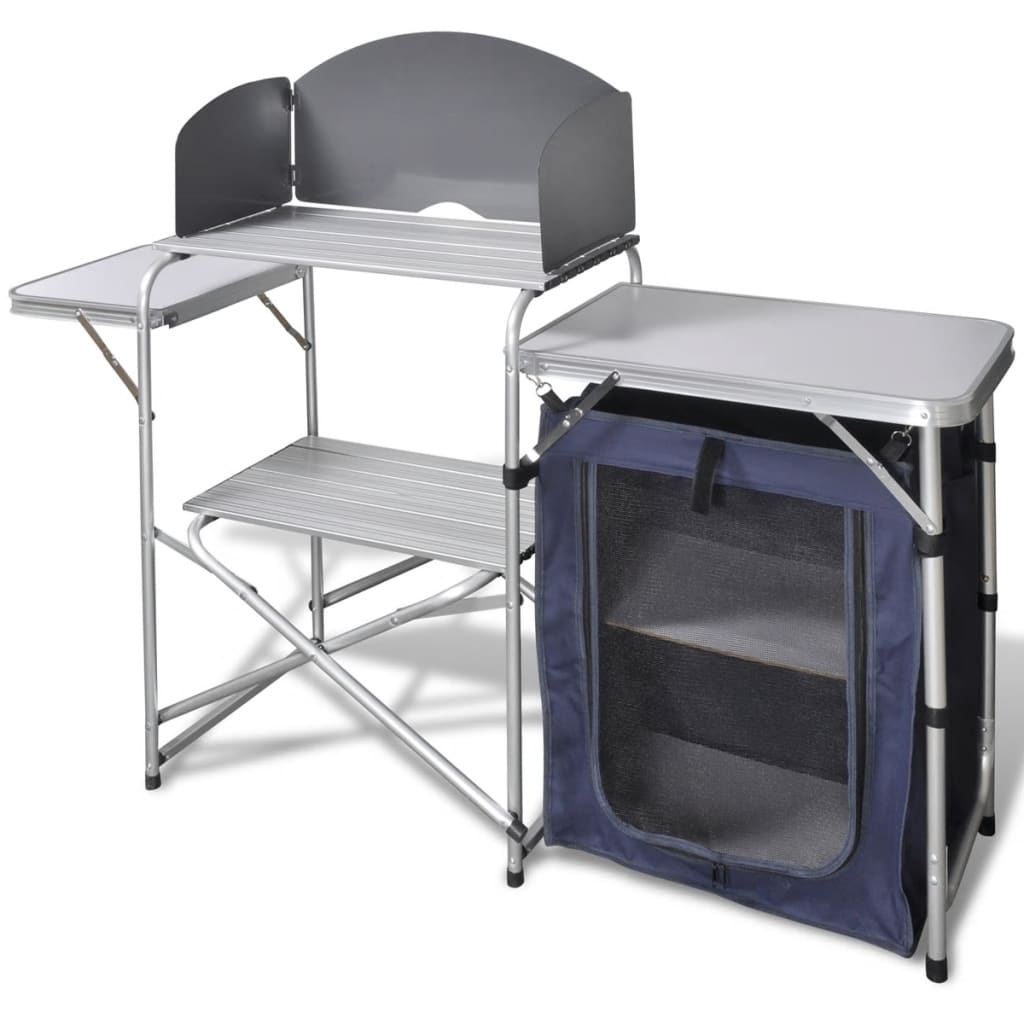 vidaXL Bucătărie de camping pliabilă, cu paravânt, aluminiu vidaXL Bucătărie de camping pliabilă, cu paravânt, aluminiu