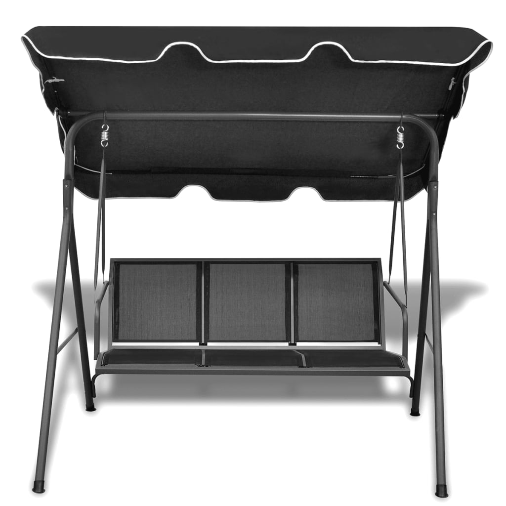 vidaXL Balansoar de grădină cu copertină, negru vidaXL Balansoar de grădină cu copertină, negru