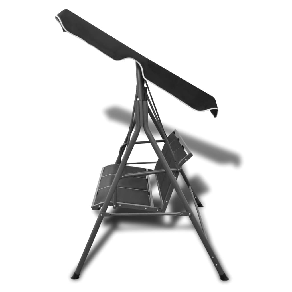vidaXL Balansoar de grădină cu copertină, negru vidaXL Balansoar de grădină cu copertină, negru