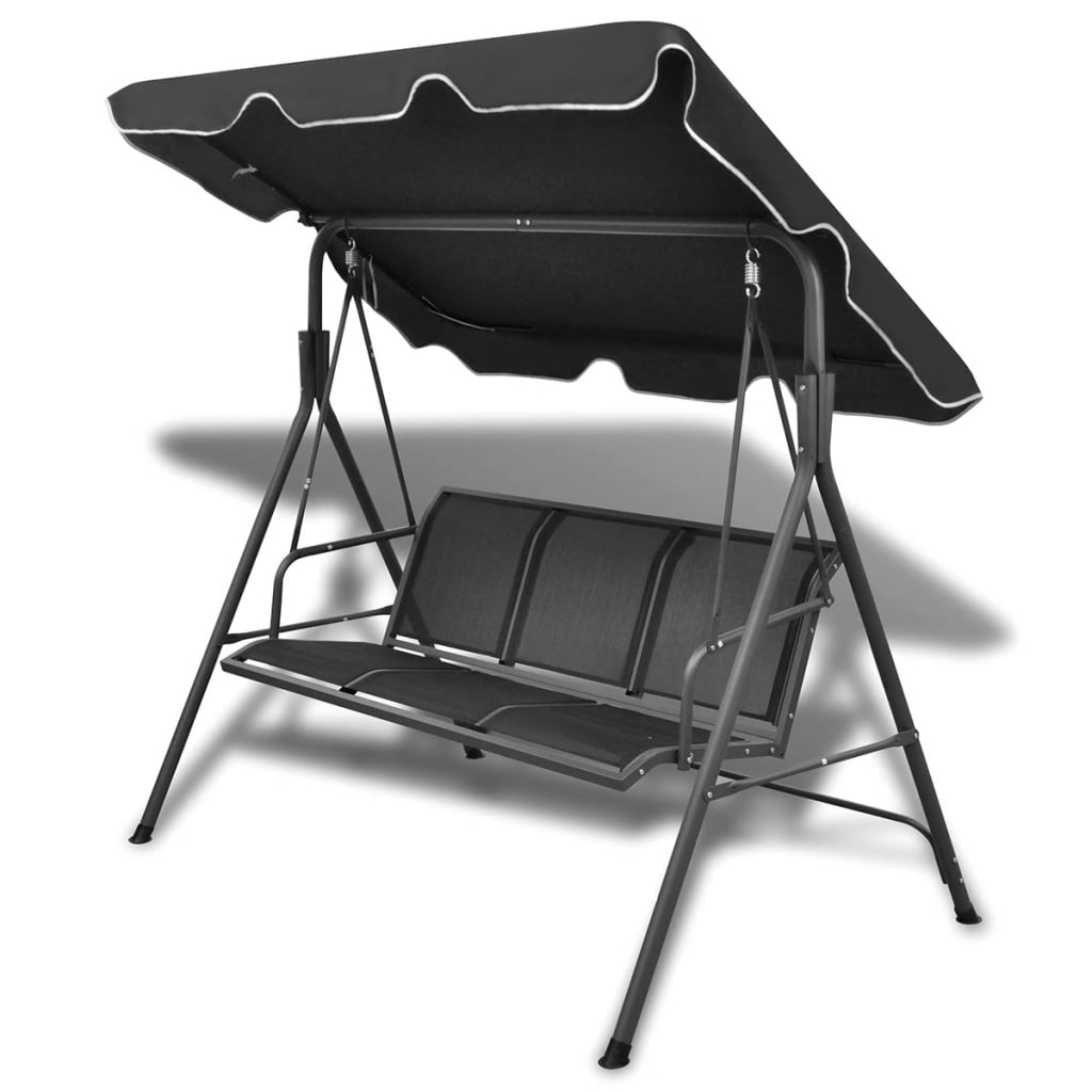 vidaXL Balansoar de grădină cu copertină, negru vidaXL Balansoar de grădină cu copertină, negru